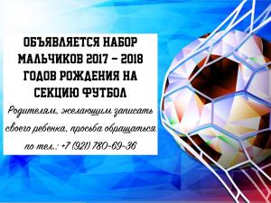 Набор в спортивную секцию "Футбол"